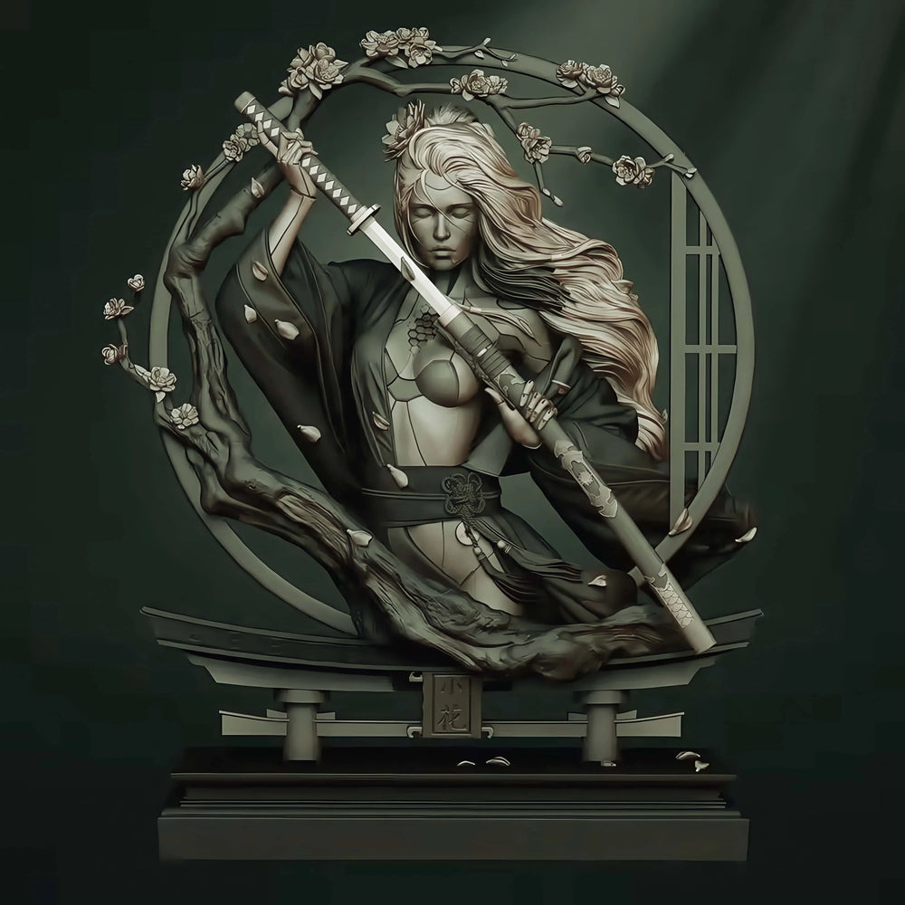 Elf Warrior with Greatsword and Flowing Hair, Resin Model Bust Kit, Fantasy Theme, Unassembled and Unpainted