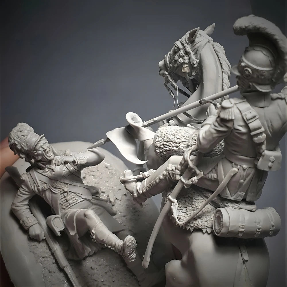 54mm Napoleonic Cavalry and Infantry, 10 Figures, Resin Model Figure Kit, Unassembled and Unpainted