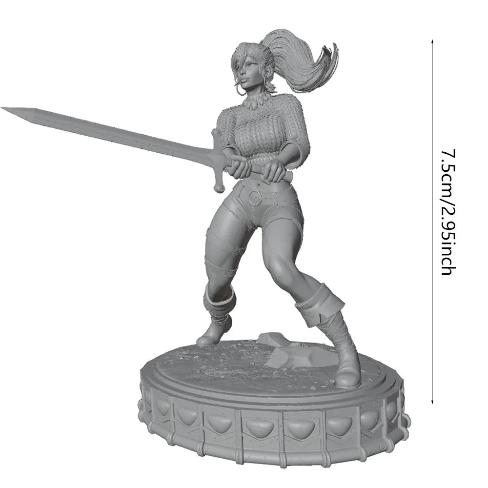 75mm Female Samurai Warrior, Resin Model Figure Kit, Unassembled and Unpainted