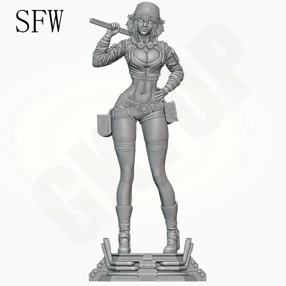 1/24 Modern Tactical Female Commando with Combat Rifle, Resin Model Figure Kit, Unassembled and Unpainted