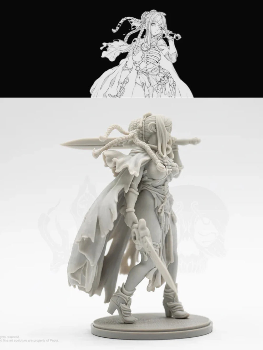 28mm Gothic Female Warrior, Resin Model Figure Kit, Fantasy Theme, Unassembled and Unpainted