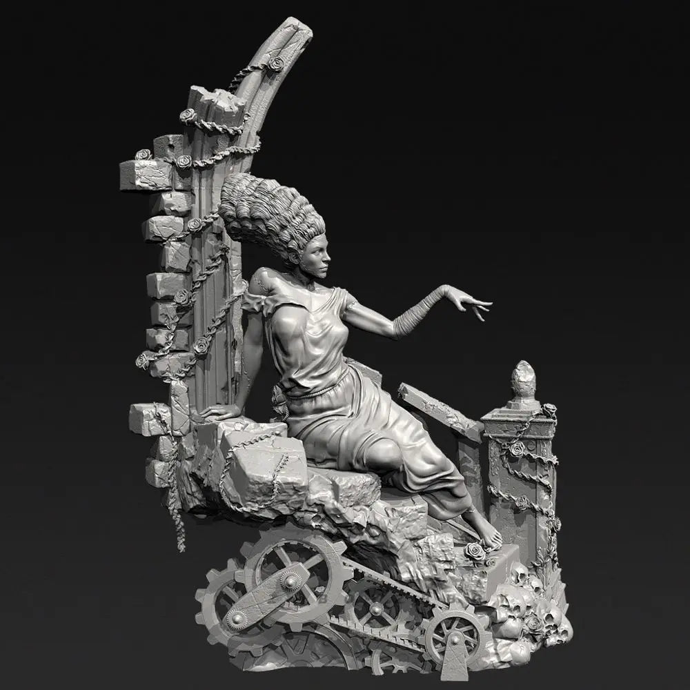 75mm Armored Female Warrior, Resin Model Figure Kit, Fantasy Theme, Unassembled and Unpainted