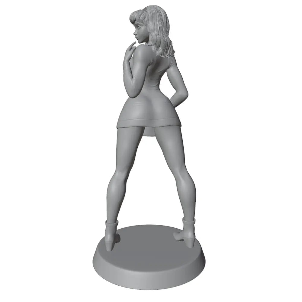 1/24 Standing Pin-up in Short Dress, Resin Model Figure Kit, Unassembled and Unpainted