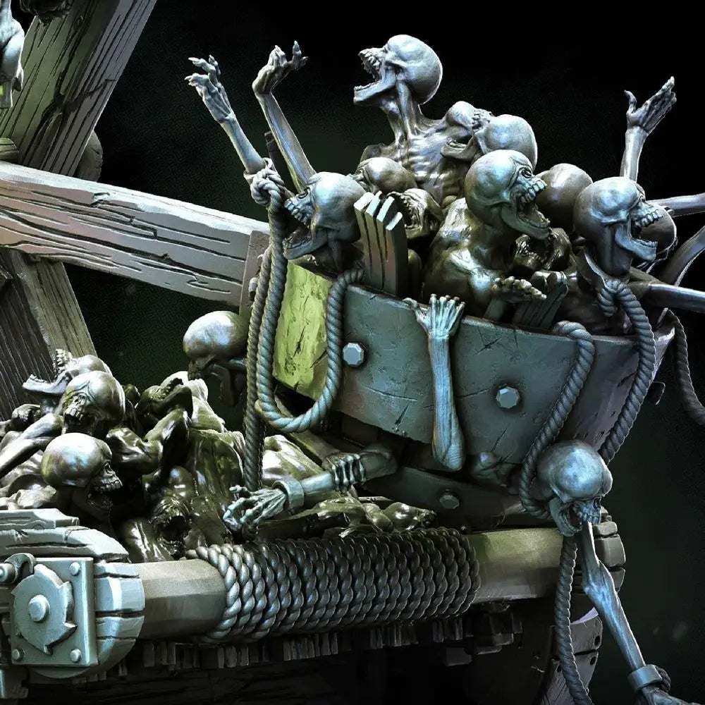 80mm Undead Corpse Chariot, 8 Figures, Resin Model Figure Kit, Fantasy Theme, Unassembled and Unpainted