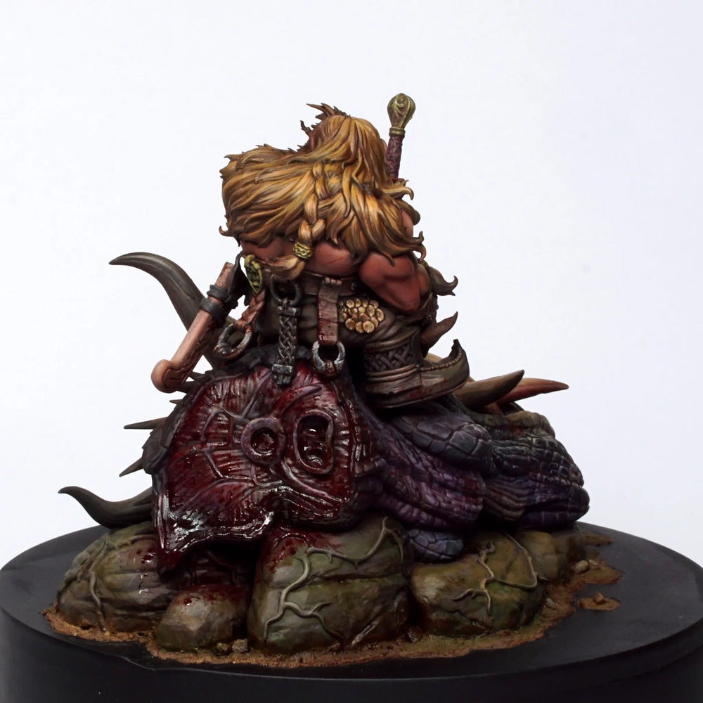 1/24 Demon Warrior with Beast, 2 Figures, Resin Model Figure Kit, Fantasy Theme, Unassembled and Unpainted