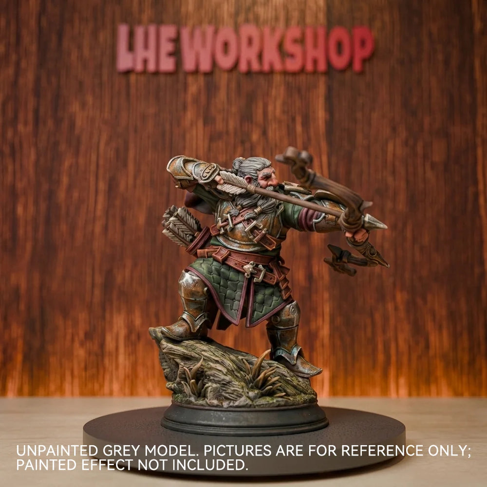 75mm Medieval Dwarf Archer Ranger, Resin Model Figure Kit, Unassembled and Unpainted