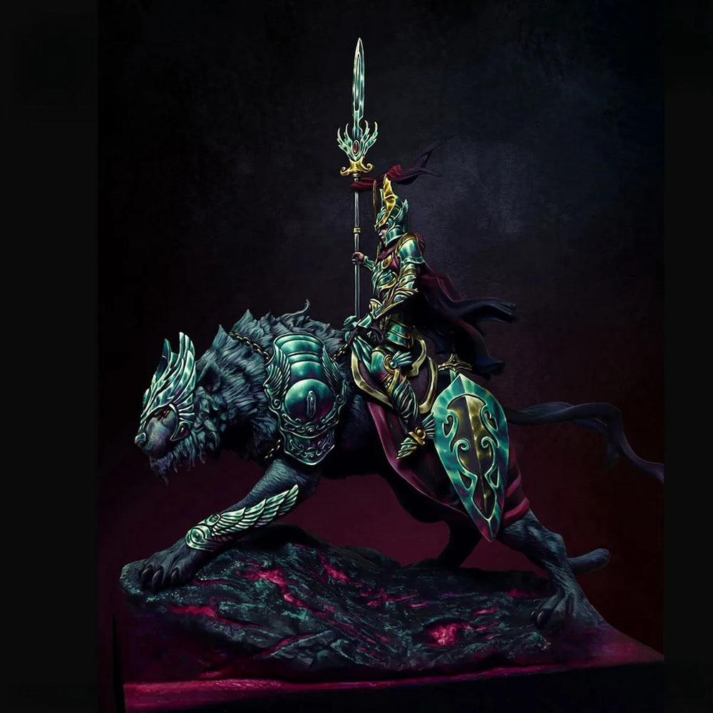1/24 Warrior & Beast, 2 Figures, Resin Model Figure Kit, Fantasy Theme, Unassembled and Unpainted