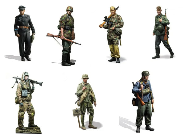 1/72 WWII German Combat, 7 Figures, Resin Model Figure Kit, Unassembled and Unpainted