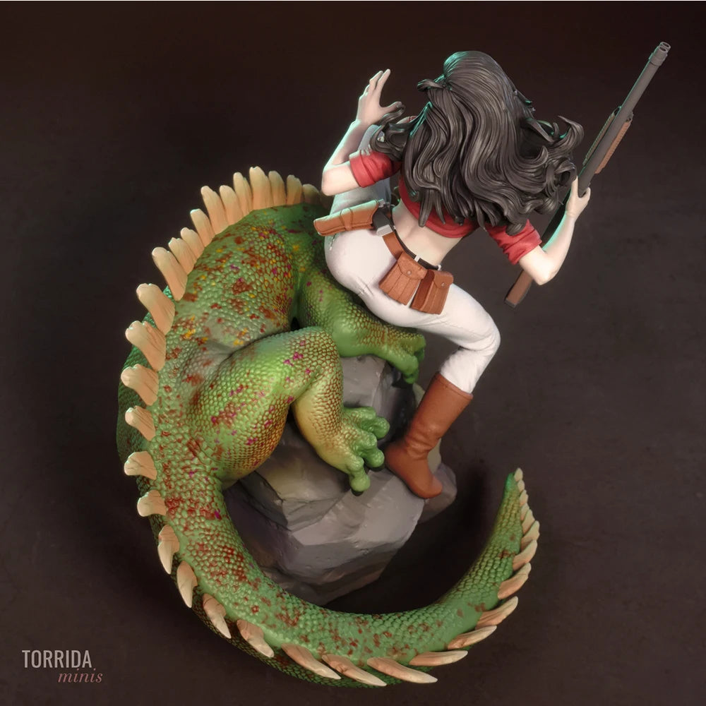 1/24 Female Warrior on Dinosaur, Resin Model Figure Kit, Unassembled and Unpainted