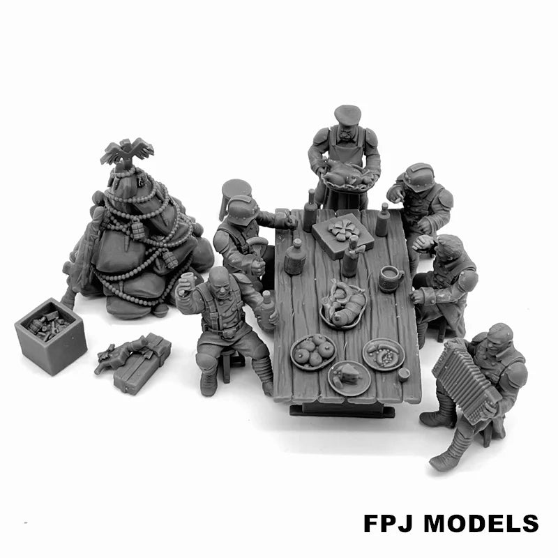 28mm Grim Guard Holiday Feast, 24 Figures, Resin Model Figure Kit, Fantasy Theme, Unassembled and Unpainted