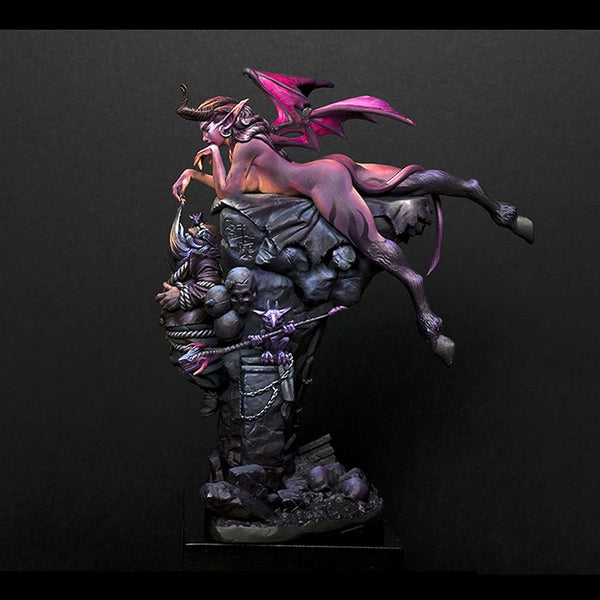 75mm Winged Demon Sorceress with Curved Horns, Resin Model Figure Kit, Fantasy Theme, Unassembled and Unpainted