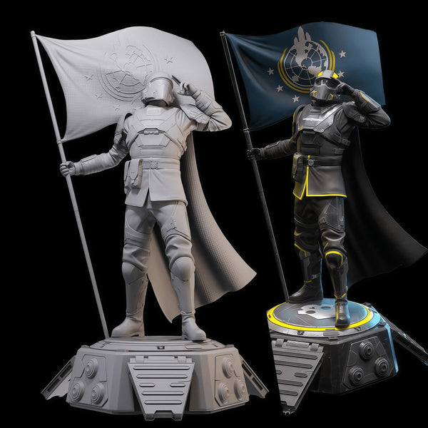 1/24 Ceremonial Guards with Banner, 2 Figures, Resin Model Figure Kit, Fantasy Theme, Unassembled and Unpainted