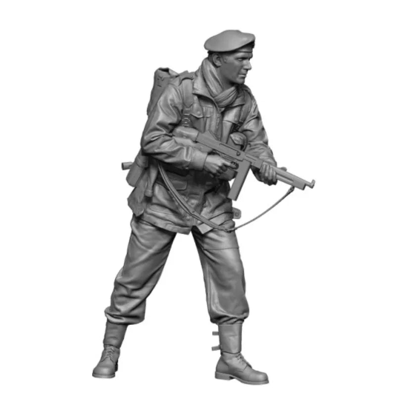 1/16 WWII British Airborne Trooper Advancing, Resin Model Figure Kit, Unassembled and Unpainted