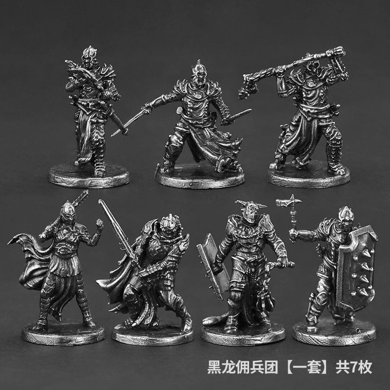 32mm Black Dragon Warriors, 9 Figures, Resin Model Figure Kit, Fantasy Theme, Unassembled and Unpainted