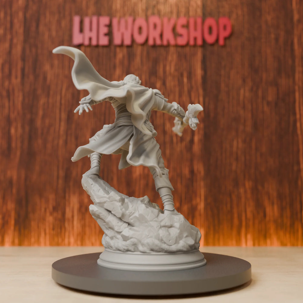 75mm Elf Polearm Warrior, Resin Model Figure Kit, Fantasy Theme, Unassembled and Unpainted