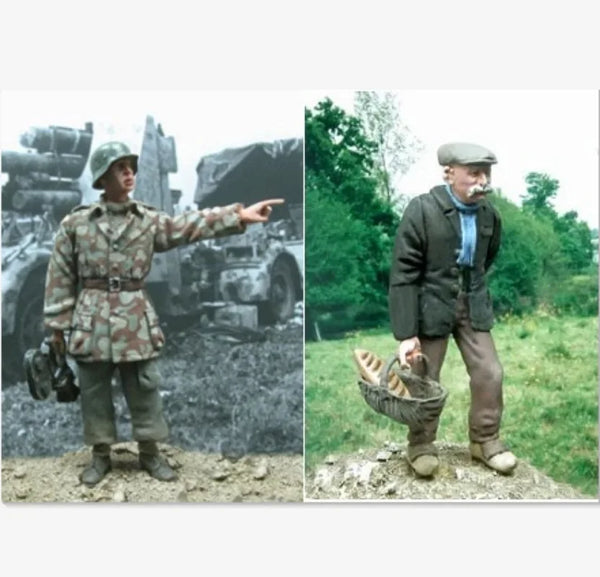 1/35 WWII Soldier & Journalist, 2 Figures, Resin Model Figure Kit, Unassembled and Unpainted