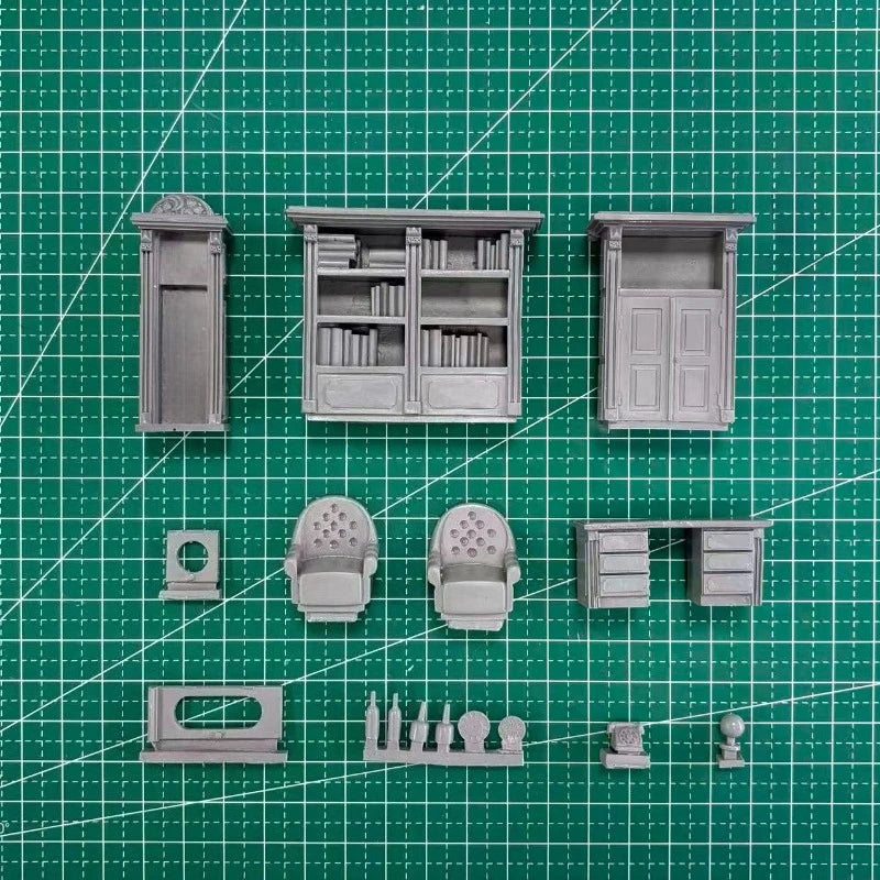1/35 Victorian Study Room Furniture, Resin Model Terrain Kit, Historical Theme, Unpainted