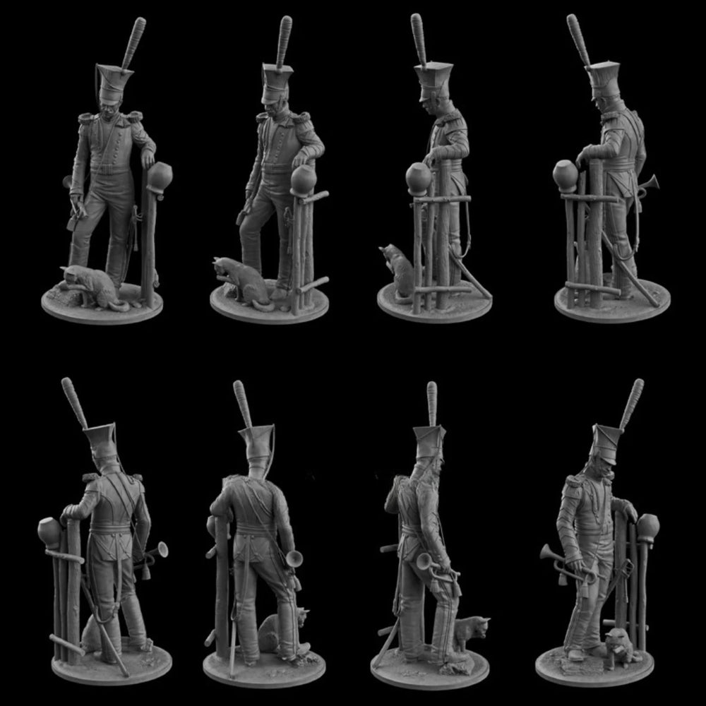 54mm Napoleonic Russian Cavalry Soldier, Resin Model Figure Kit, Unassembled and Unpainted