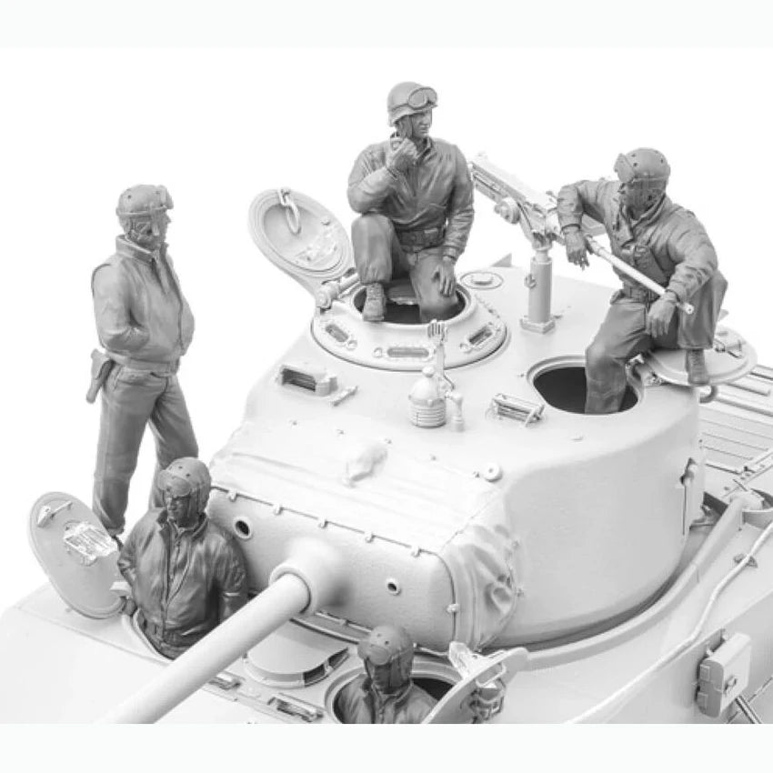 1/16 WWII US M4A3E8 Sherman Tank Crew, 5 Figures, Resin Model Vehicle Kit, Unassembled and Unpainted