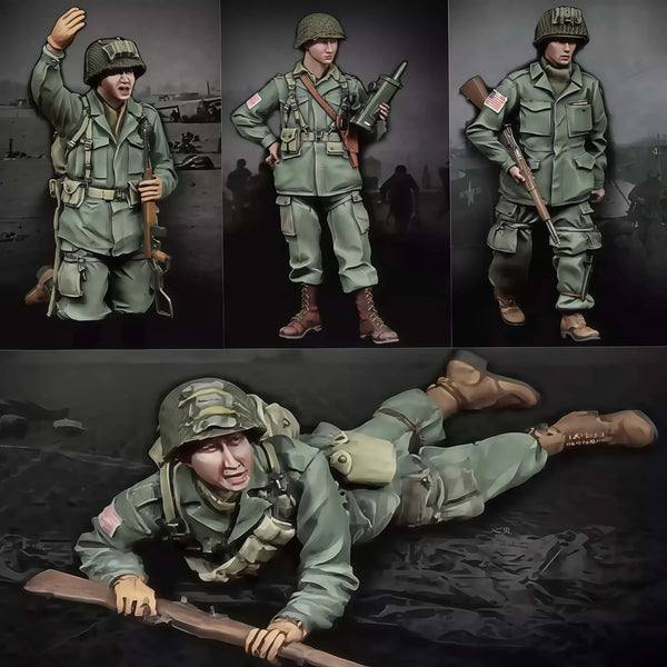 1/35 WWII German Infantry Squad in Action, 4 Figures, Resin Model Figure Kit, Unassembled and Unpainted
