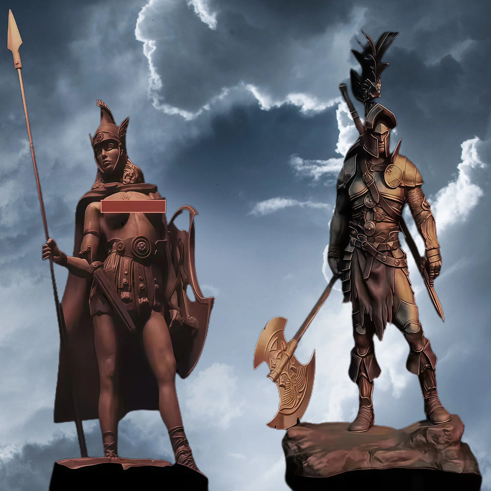 1/24 Classical Warriors with Feathered Helms, 2 Figures, Resin Model Figure Kit, Fantasy Theme, Unassembled and Unpainted