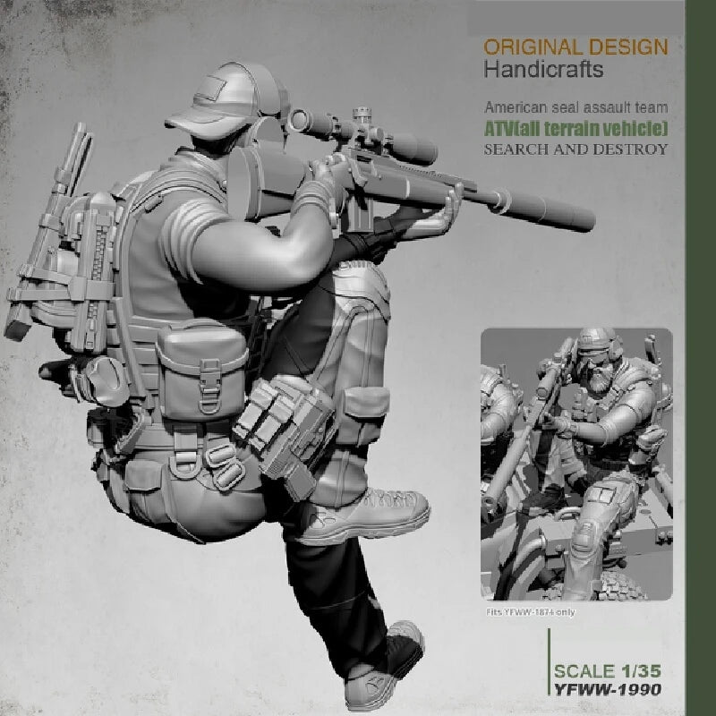 1/35 Modern American Sniper Soldier, Resin Model Figure Kit, Unassembled and Unpainted