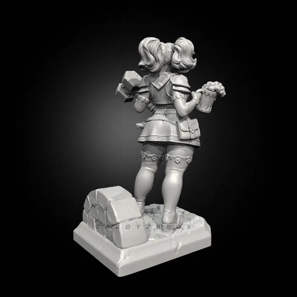 50mm Female Dwarf Warrior, Resin Model Bust Kit, Fantasy Theme, Unassembled and Unpainted