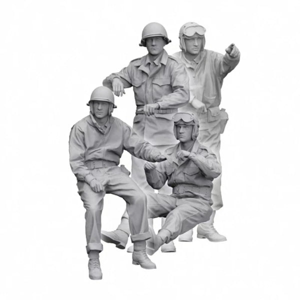 1/35 WWII US Infantry Squad with Sergeant Directing, 4 Figures, Resin Model Figure Kit, Unassembled and Unpainted