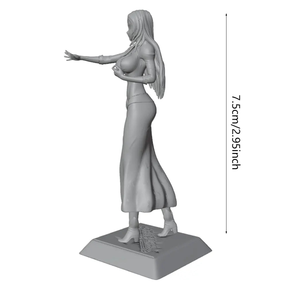 75mm Sorceress with Staff in Ornate Gown, Resin Model Figure Kit, Fantasy Theme, Unassembled and Unpainted