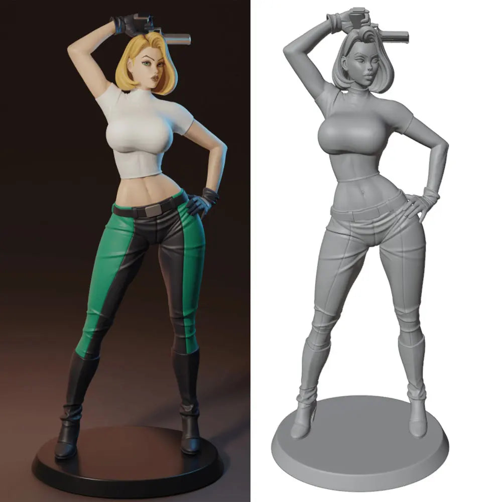 1/24 Female Tactical Operator with Rifle, Resin Model Figure Kit, Unassembled and Unpainted
