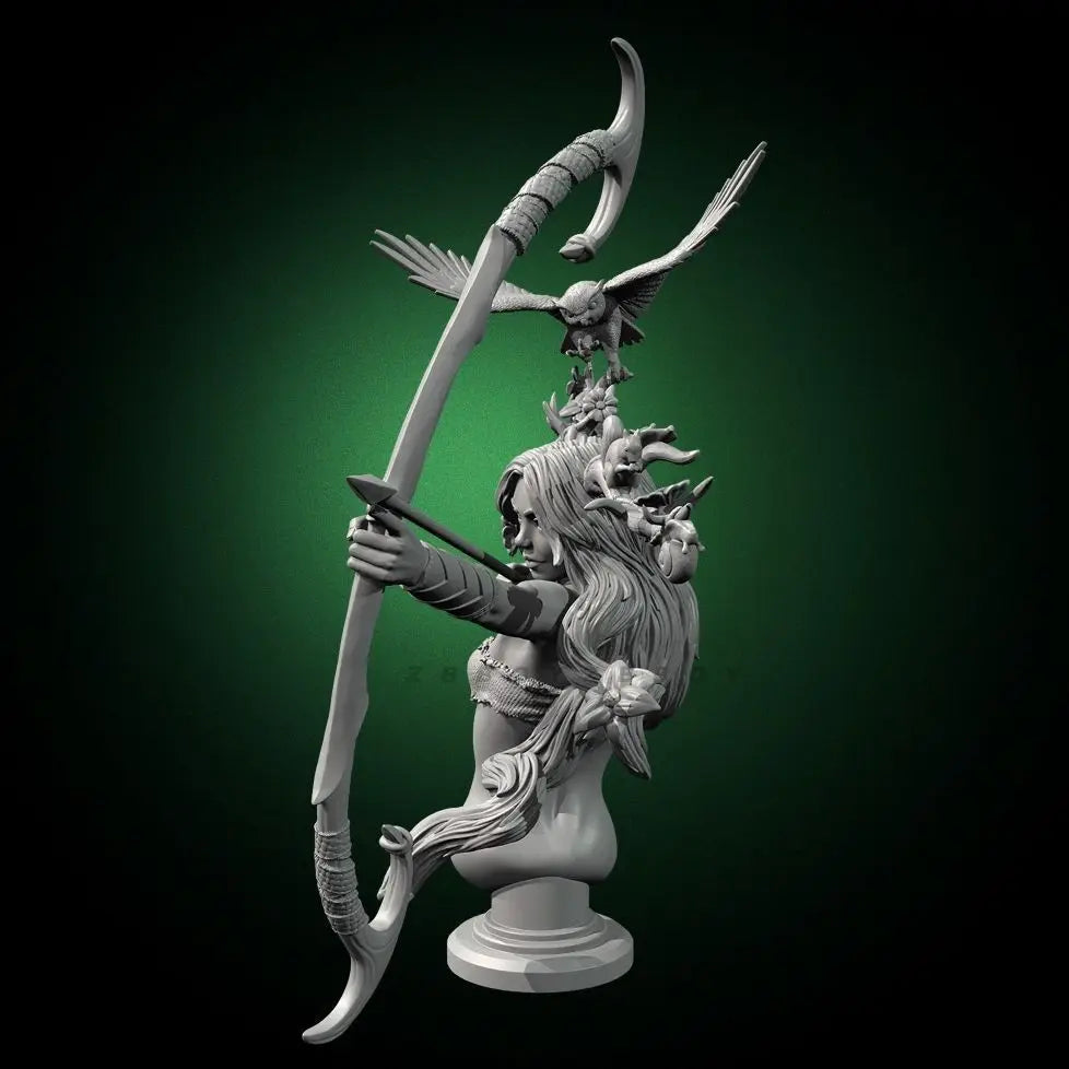 110mm Night Elf Archer, Resin Model Bust Kit, Fantasy Theme, Unassembled and Unpainted