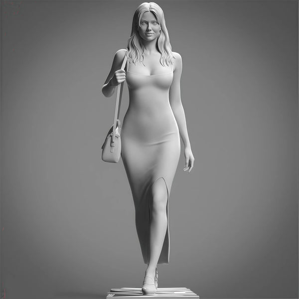 75mm Red Dress Pinup Girl, Resin Model Figure Kit, Unassembled and Unpainted