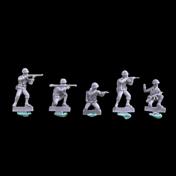 1/72 WWII US Soldiers Combat Set, 5 Figures, Resin Model Figure Kit, Unassembled and Unpainted
