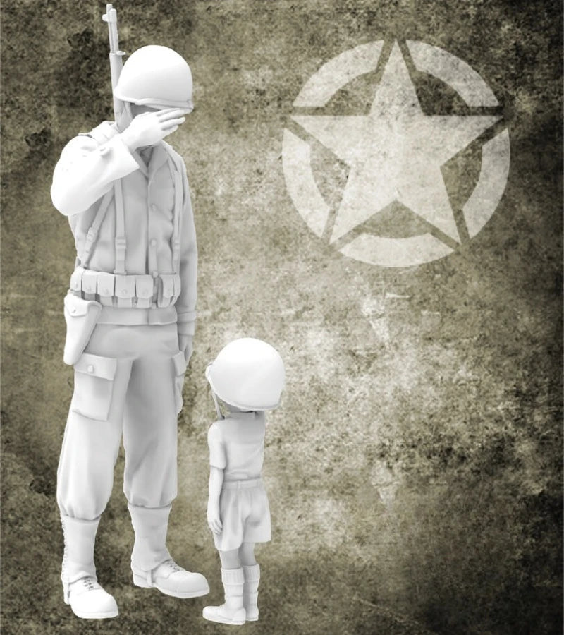 WWII US Soldier with Child — 1/35 Resin Figure Set