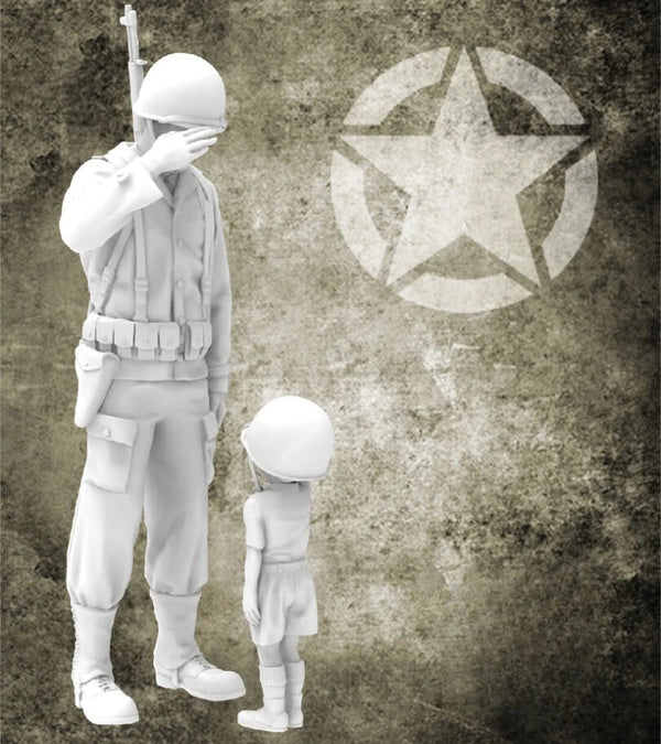 WWII US Soldier with Child — 1/35 Resin Figure Set