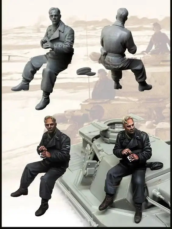 1/35 WWII German Panzer Crew at Rest, 4 Figures, Resin Model Figure Kit, Unassembled and Unpainted
