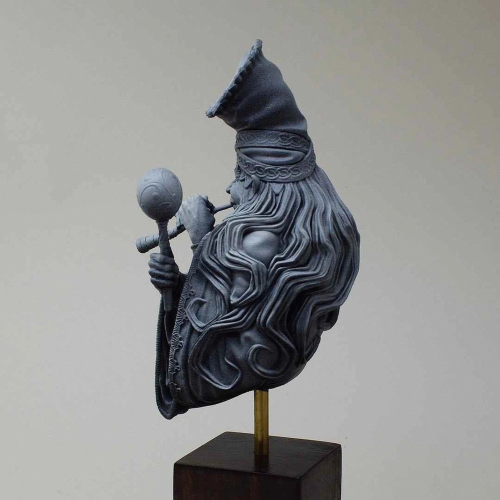 1/10 Wizard with Tall Pointed Hat Holding Magic Orbs, Resin Model Bust Kit, Fantasy Theme, Unassembled and Unpainted