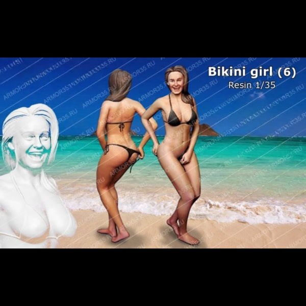1/35 Pin-up Bikini Girl, Resin Model Figure Kit, Unassembled and Unpainted