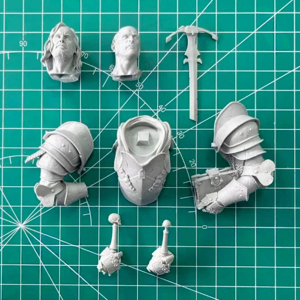 85mm Medieval Knight Warrior with Alternate Heads, 2 Figures, Resin Model Bust Kit, Unassembled and Unpainted