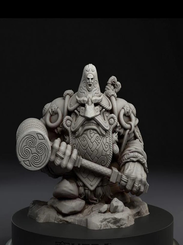 60mm Dwarf Warrior with Celtic Shield, Resin Model Figure Kit, Fantasy Theme, Unassembled and Unpainted