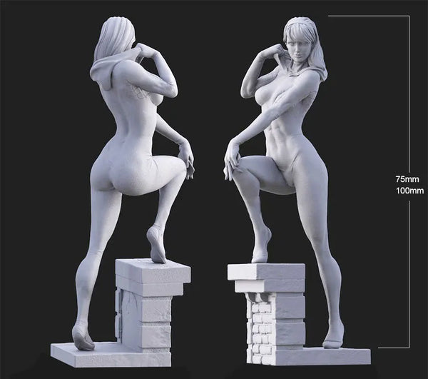 75mm Spider Girl, 2 Figures, Resin Model Figure Kit, Unassembled and Unpainted