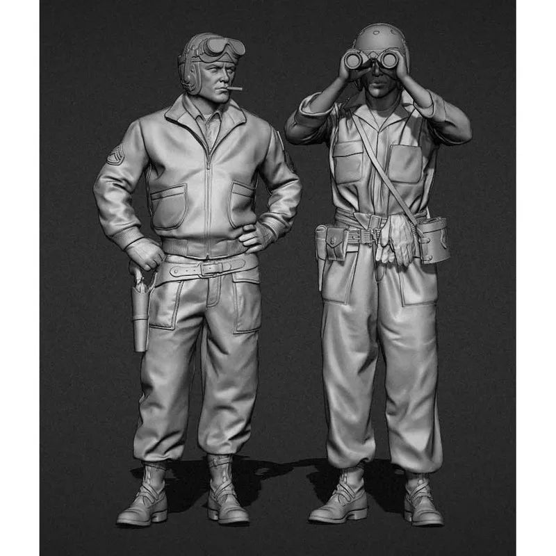 1/35 WWII American Tank Commander and Binocular Spotter, 2 Figures, Resin Model Figure Kit, Unassembled and Unpainted