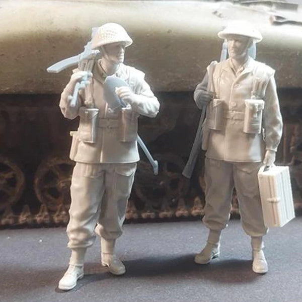1/35 WWII British Bren Gun Team, 4 Figures, Resin Model Figure Kit, Unassembled and Unpainted