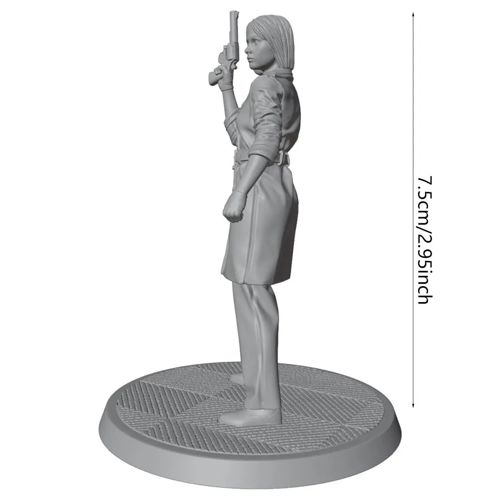 75mm Modern Female Tactical Operator with Raised Rifle, Resin Model Figure Kit, Unassembled and Unpainted