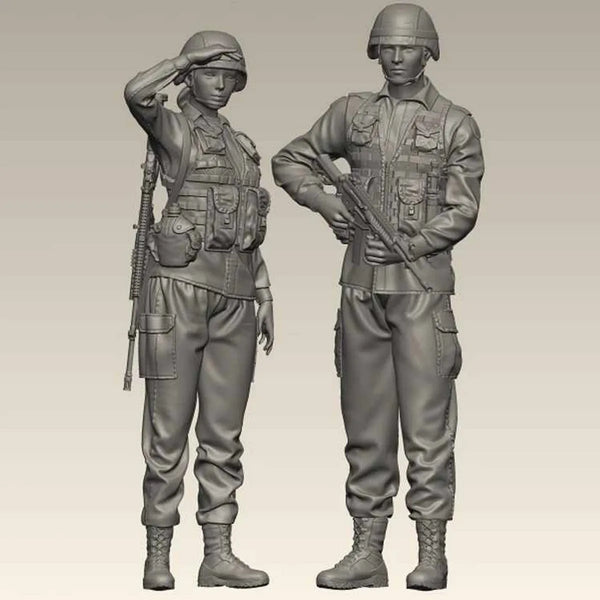 1/35 Modern Korean Army Infantry, 2 Figures, Resin Model Figure Kit, Unassembled and Unpainted