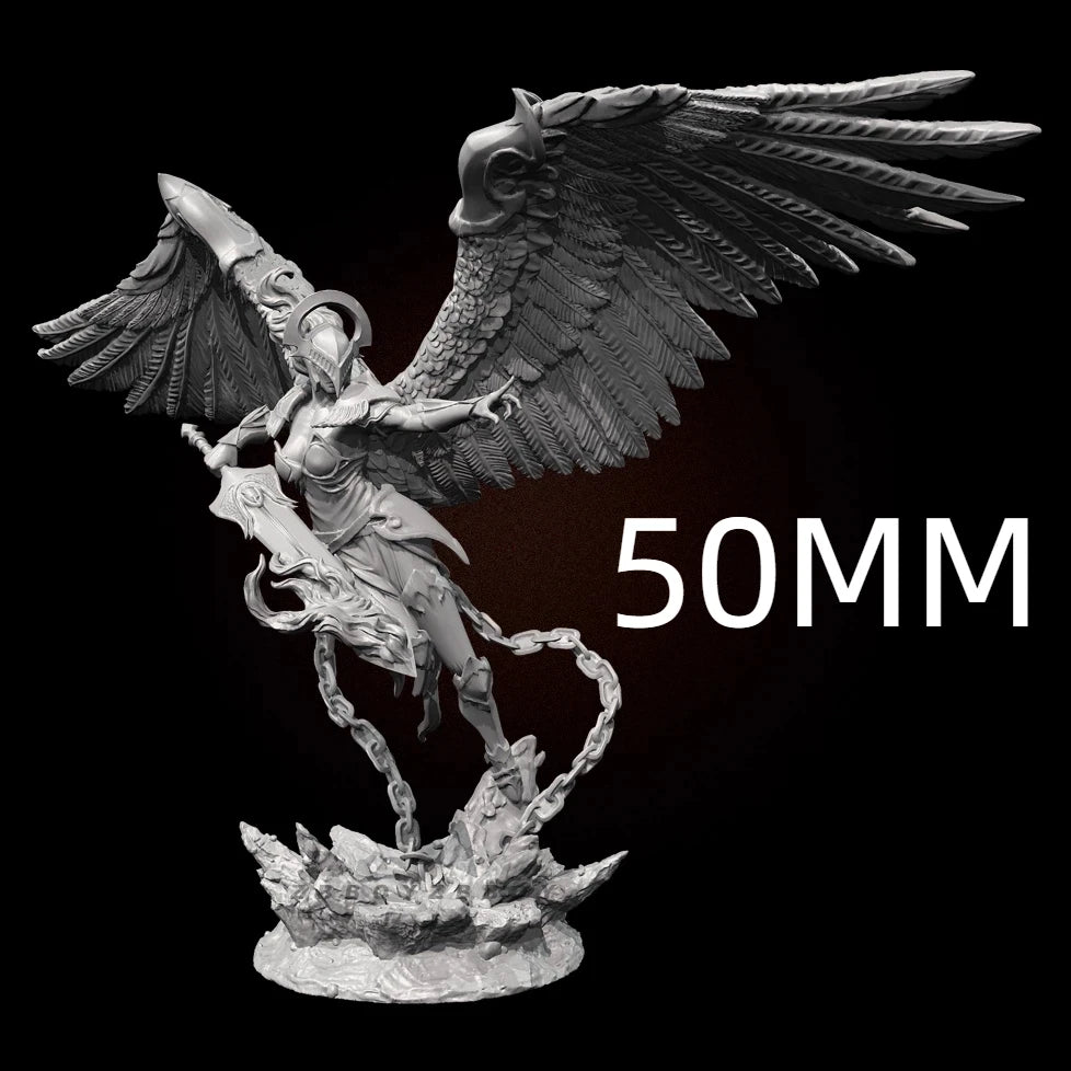 75mm Winged Witch with Staff, Resin Model Figure Kit, Fantasy Theme, Unassembled and Unpainted