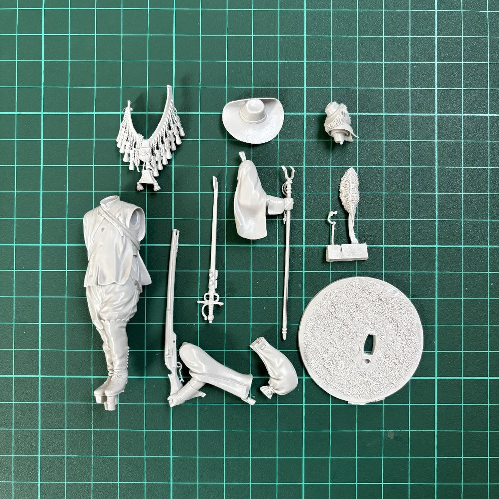 75mm Napoleonic Musketeer in Ready Stance, Resin Model Figure Kit, Unassembled and Unpainted