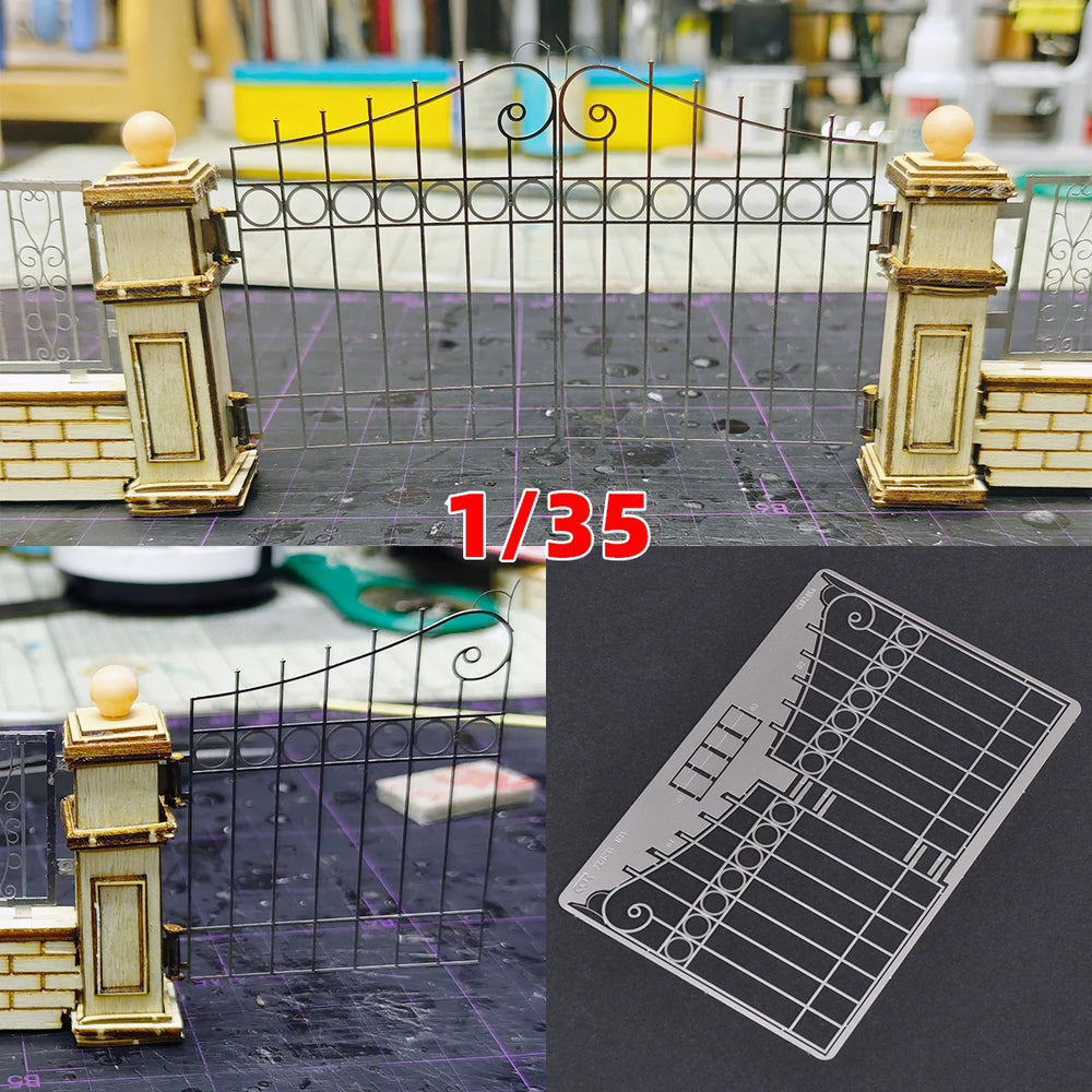 1/35 WWII Iron Gates & Fencing, Resin Model Diorama Kit, Unassembled and Unpainted