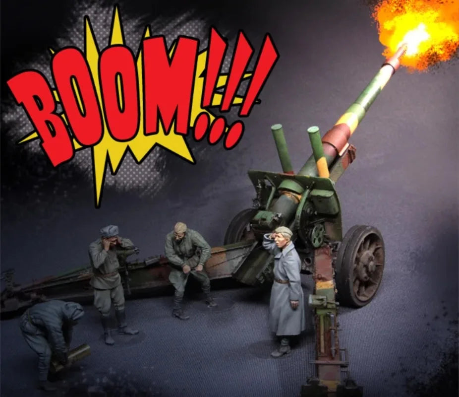 1/35 WWII Soviet Mountain Gun Crew, 4 Figures, Resin Model Figure Kit, Unassembled and Unpainted