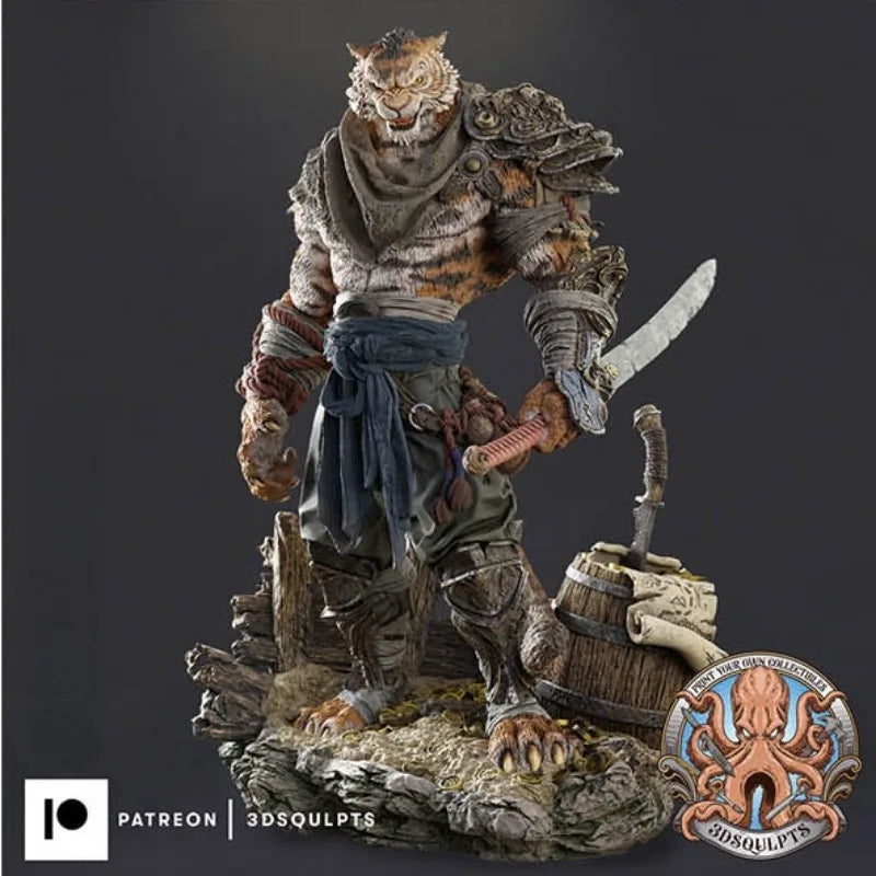 1/24 Tiger Warrior, Resin Model Figure Kit, Fantasy Theme, Unassembled and Unpainted